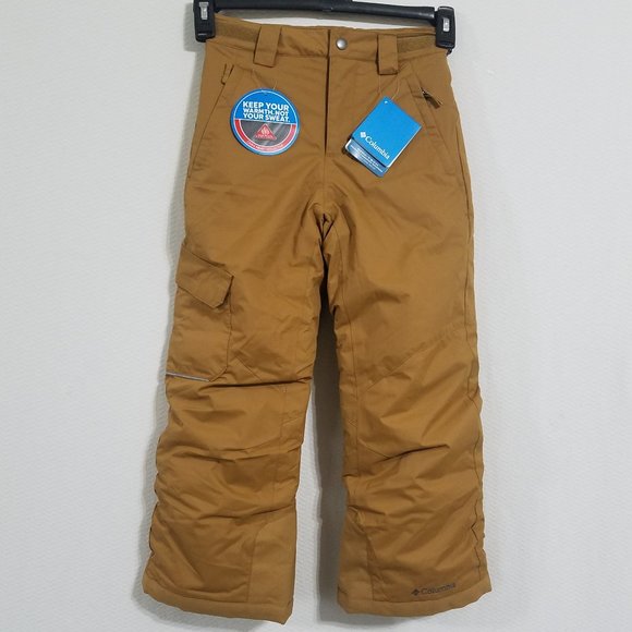 New Columbia Boys Small Gold Winter Ski Snow Pants Winter Snowboard Snowpants